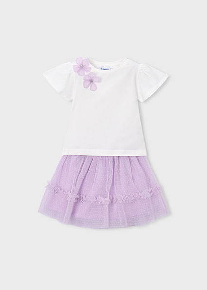 Conjunto saia tule e t-shirt menina